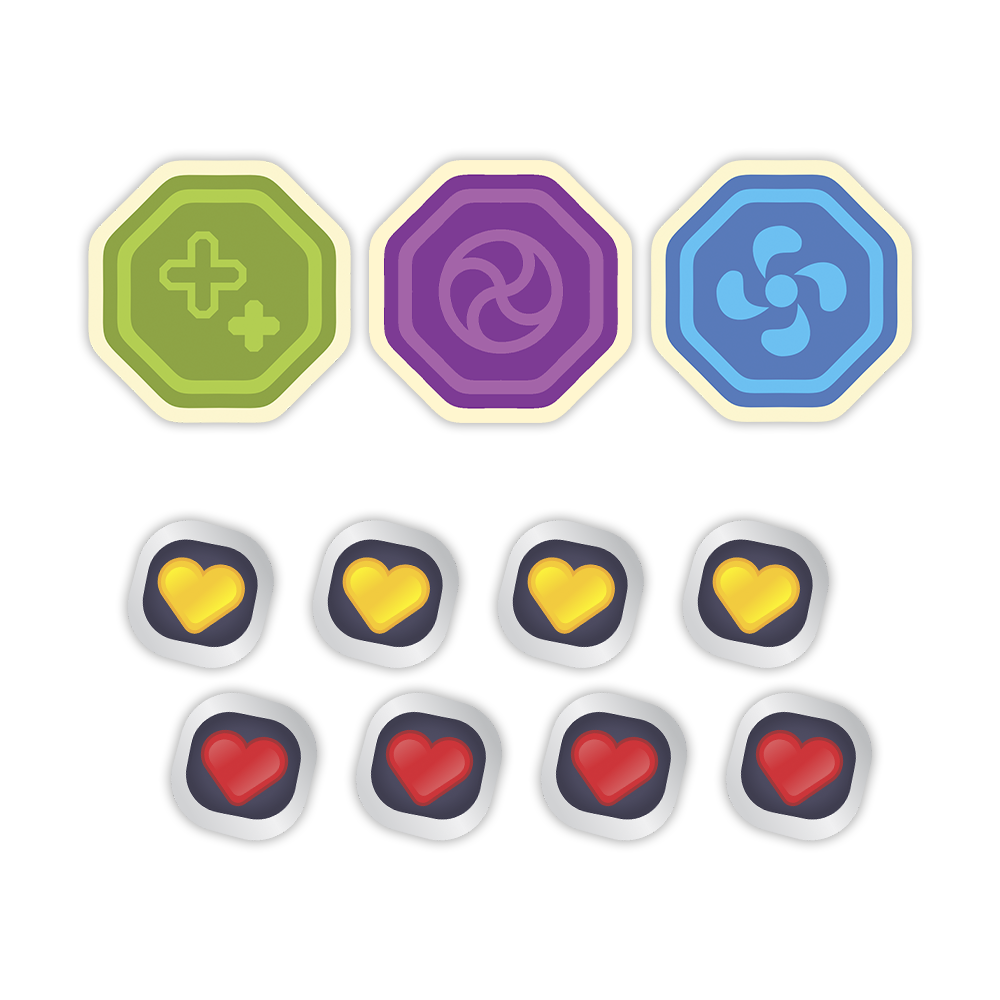 Fichas e marcadores da caixa 3