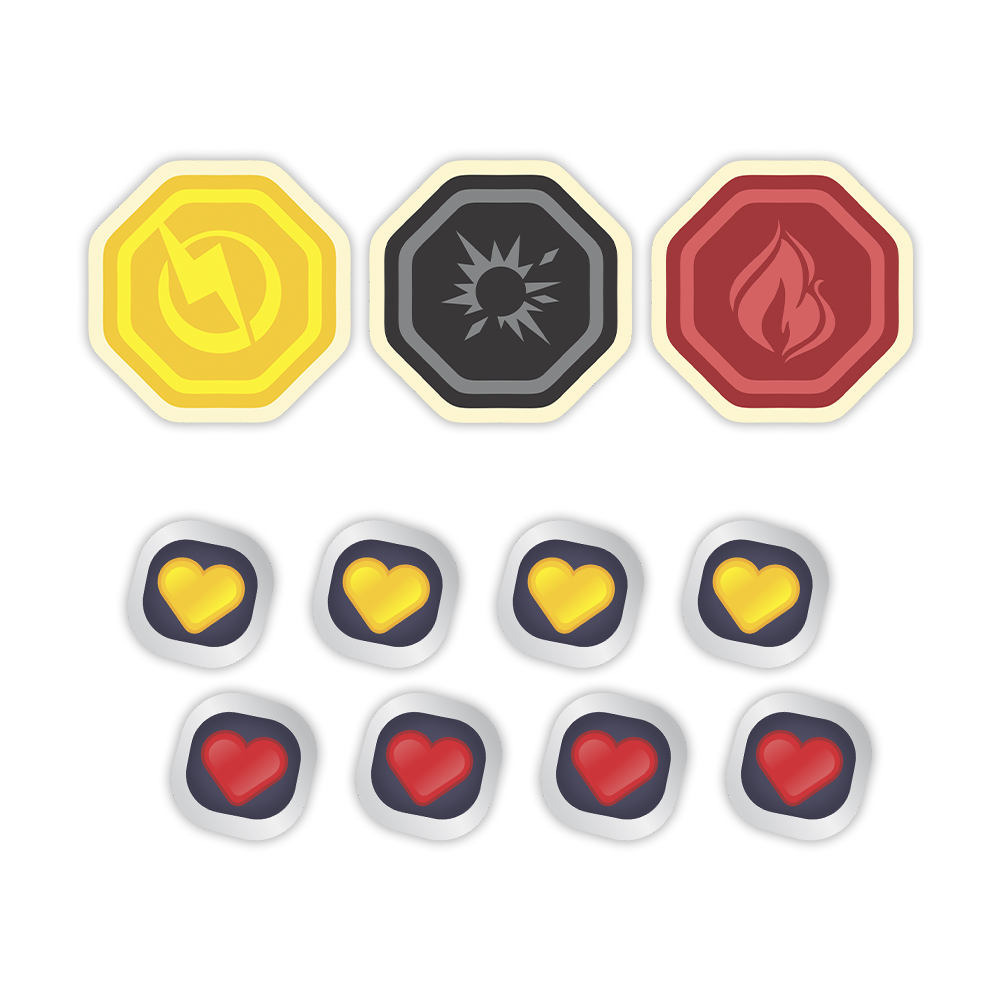 Fichas e marcadores da caixa 4